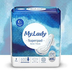 نوار بهداشتی بالدار نیمه ضخیم مشبک MyLady مای لیدی مدل Superpad خیلی خیلی بزرگ - بسته 7 عددی