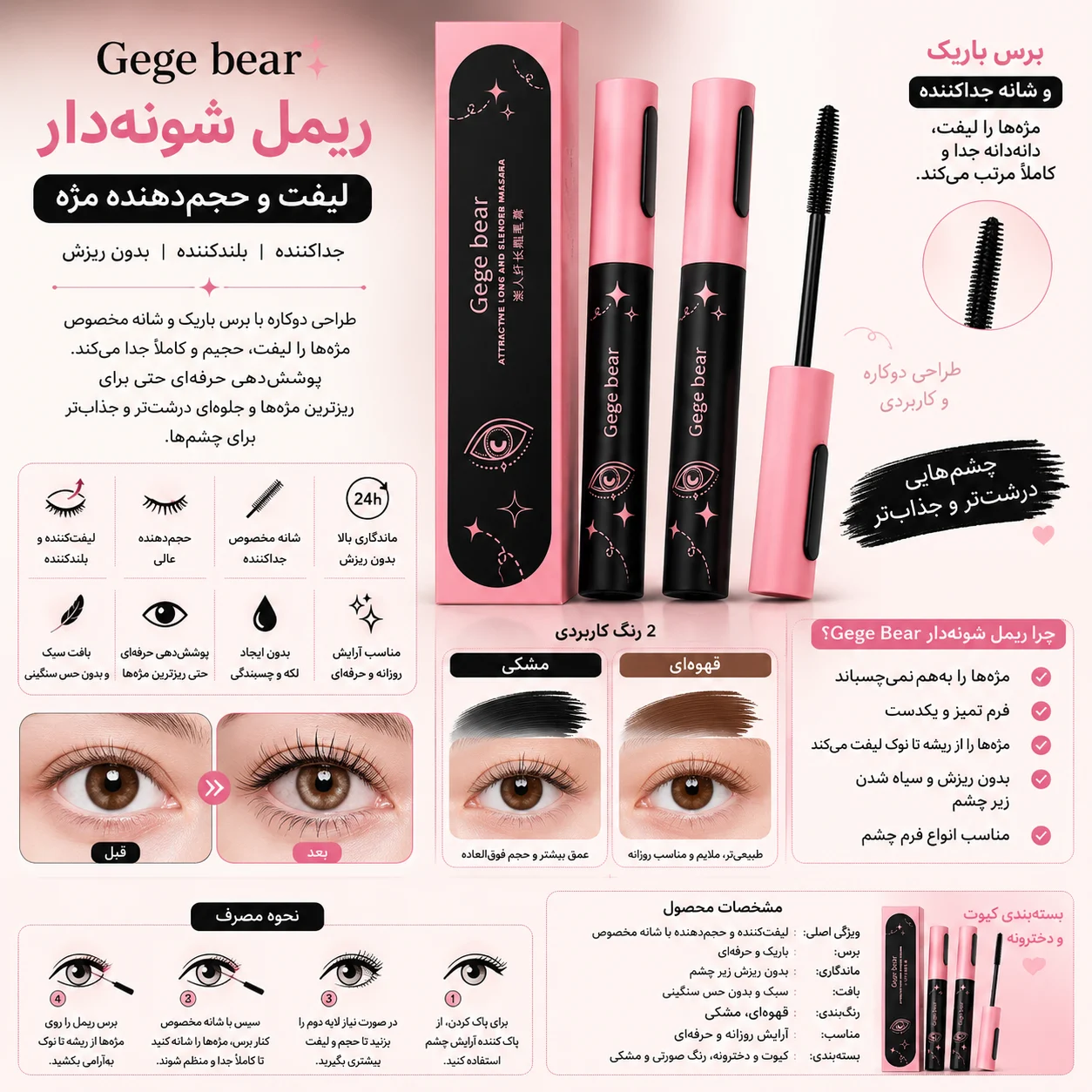رژگونه ژله‌ای رز سیاه Gege Bear