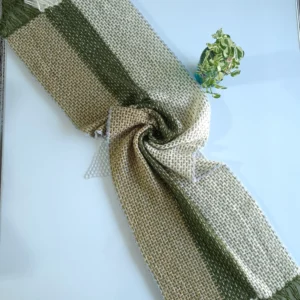 شال بافتنی دستبافت لمه دار سبز کرم ابعاد 160x39